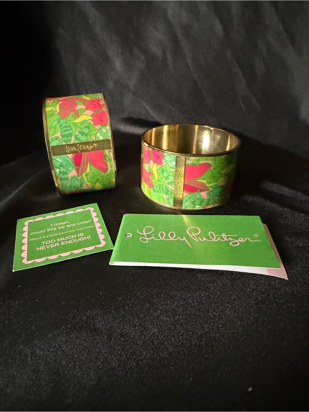 RARE Lilly Pulitzer Skip On It Bangle Bracelet Frog Pink Green Floral Gold NWT